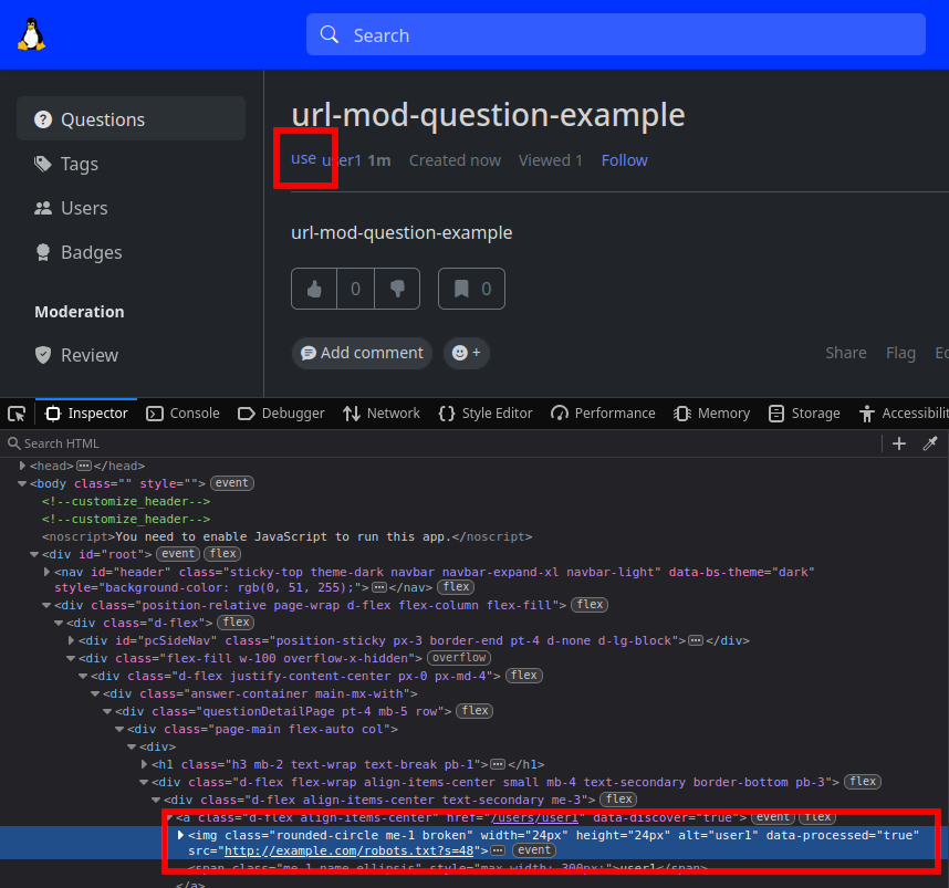 Arbitrary external content embedded as the profile image source
