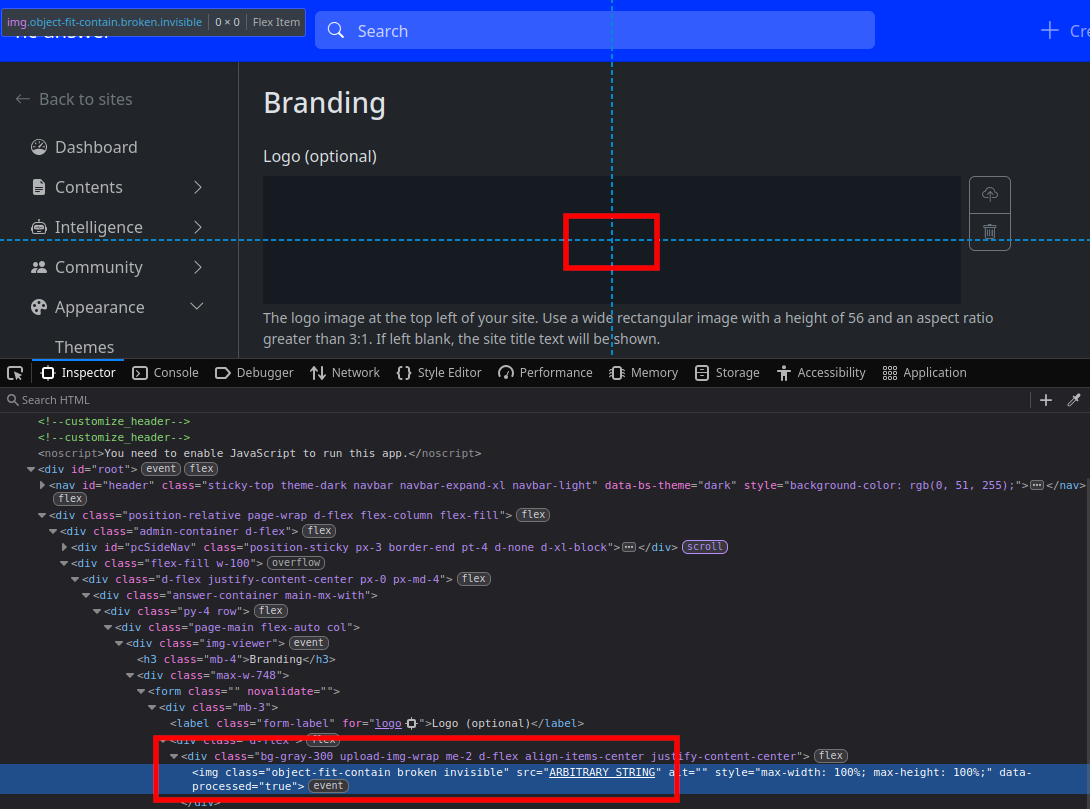 Arbitrary external content embedded for the branding image source